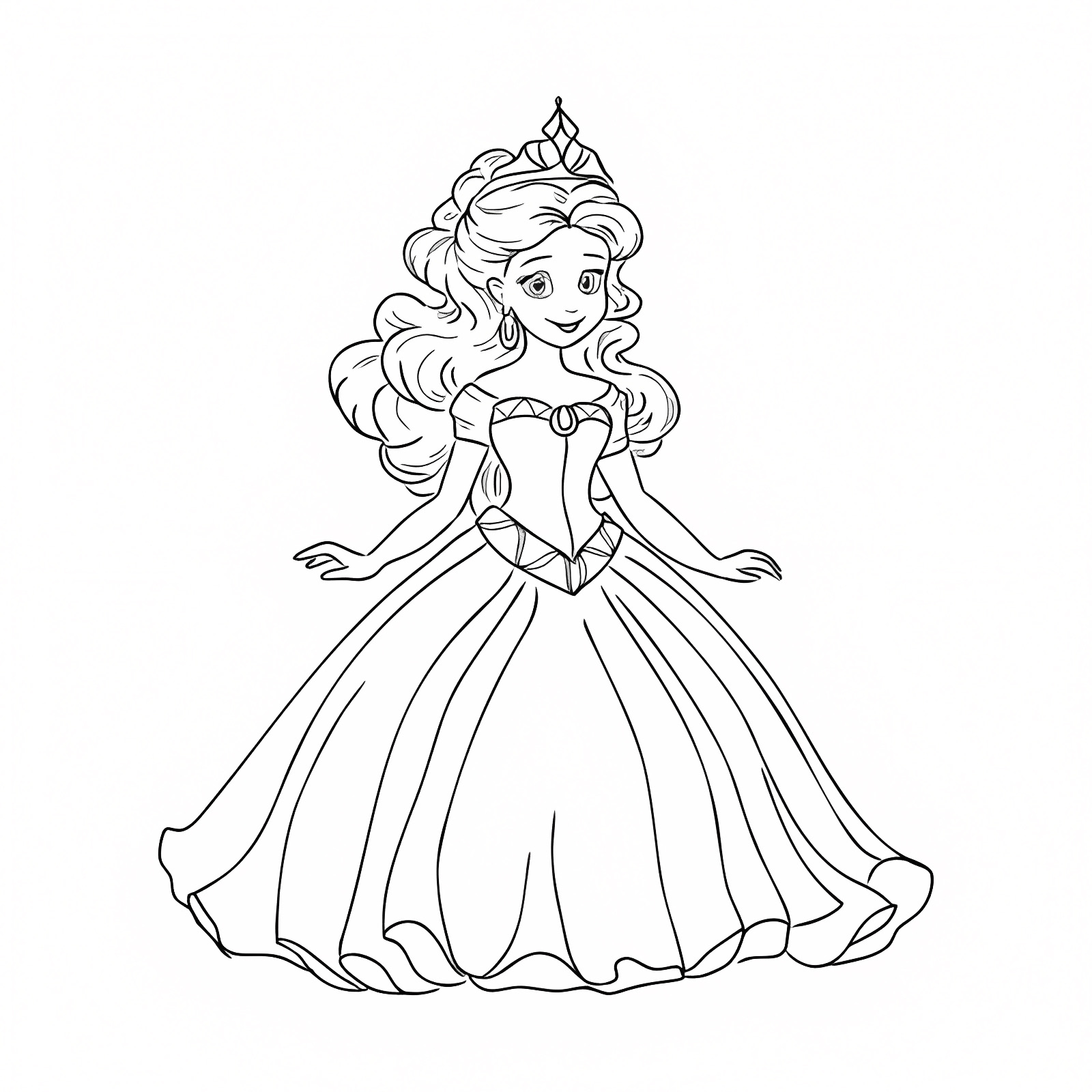 Princesse dans le jardin — Coloriage à imprimer gratuit