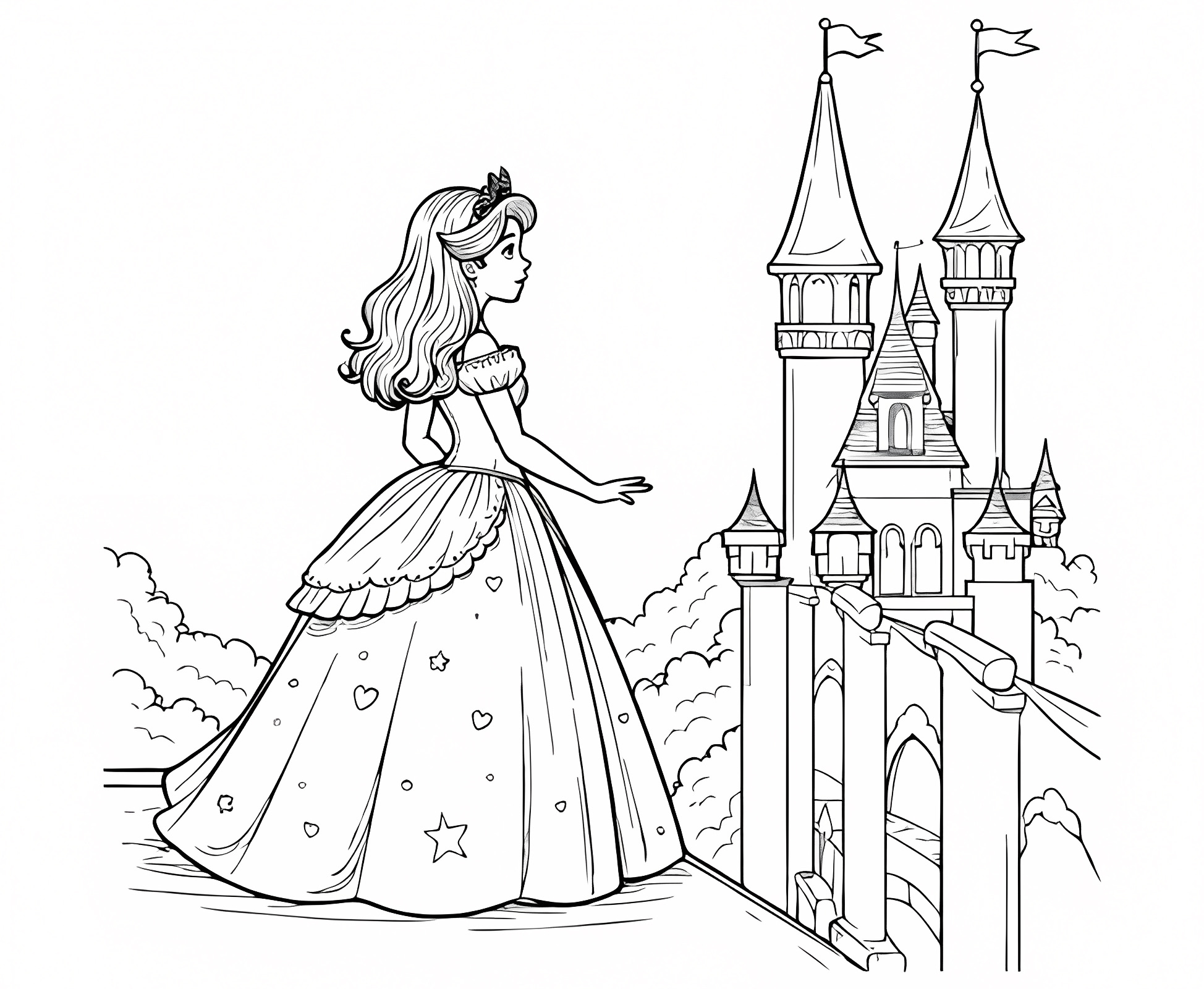 Princesse magique — Coloriage à imprimer gratuit