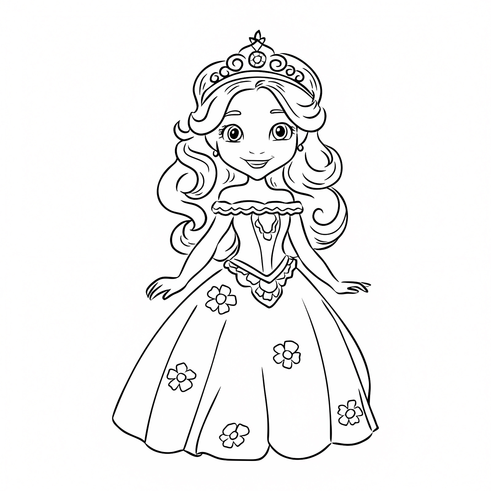 Princesse qui danse — Coloriage à imprimer gratuit