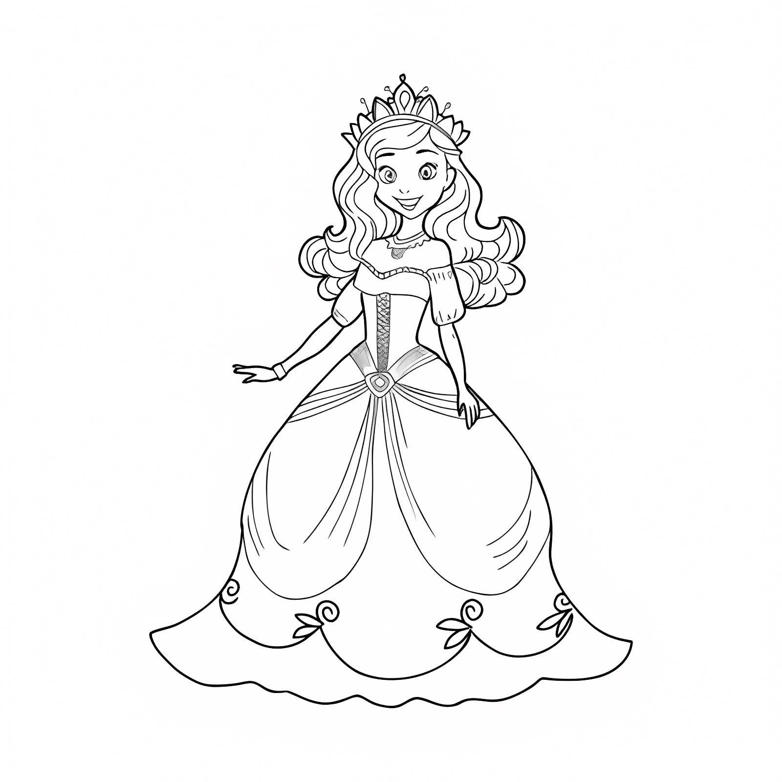 Princesse et son chat — Coloriage à imprimer gratuit