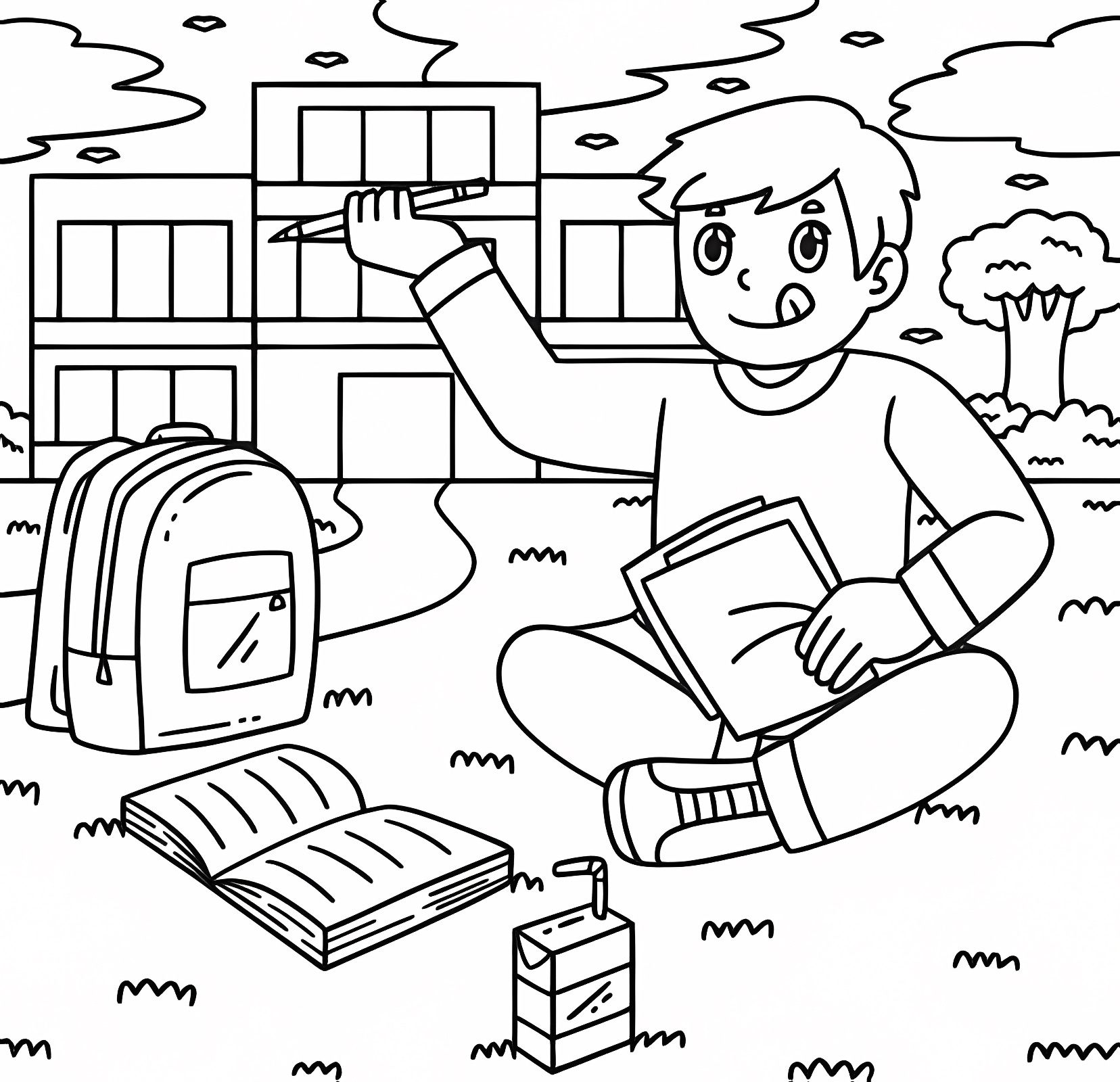 Livre et cahier — Coloriage à imprimer gratuit