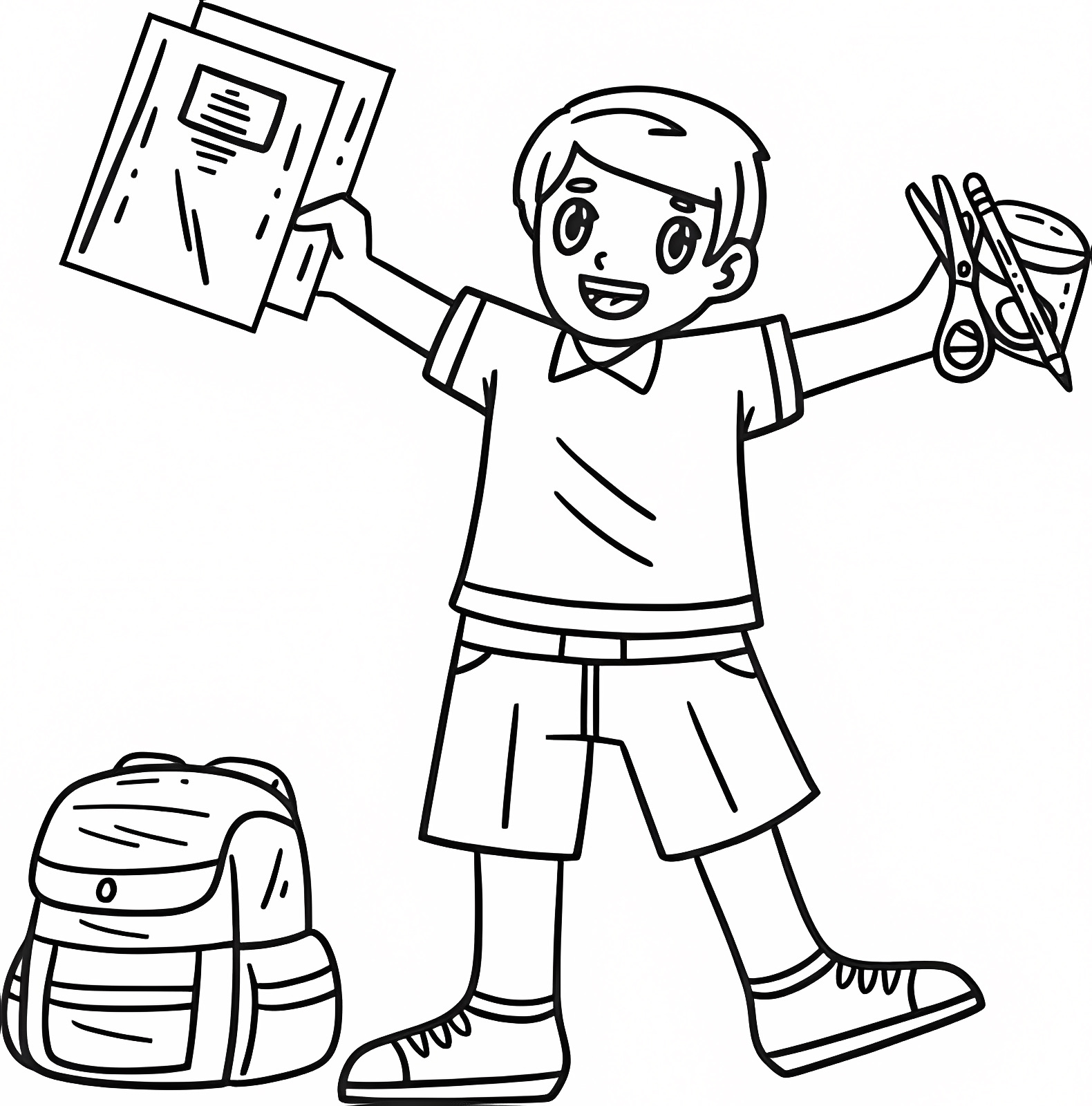 Children at school — Free printable coloring page