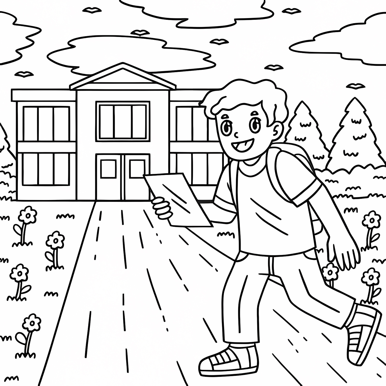 Salle de classe — Coloriage à imprimer gratuit