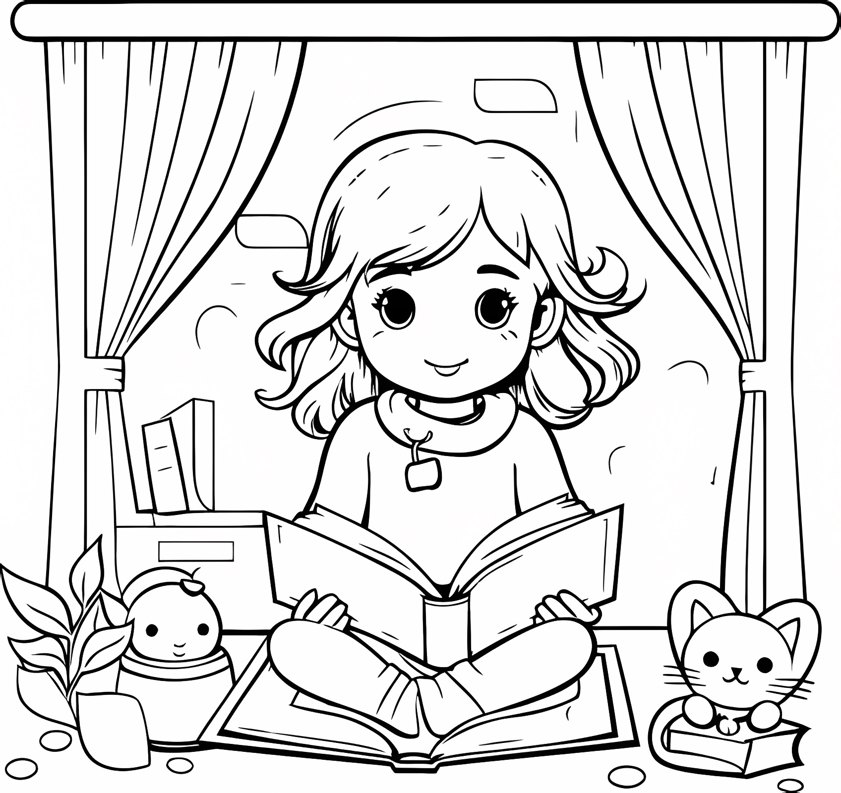 Children at school — Free printable coloring page