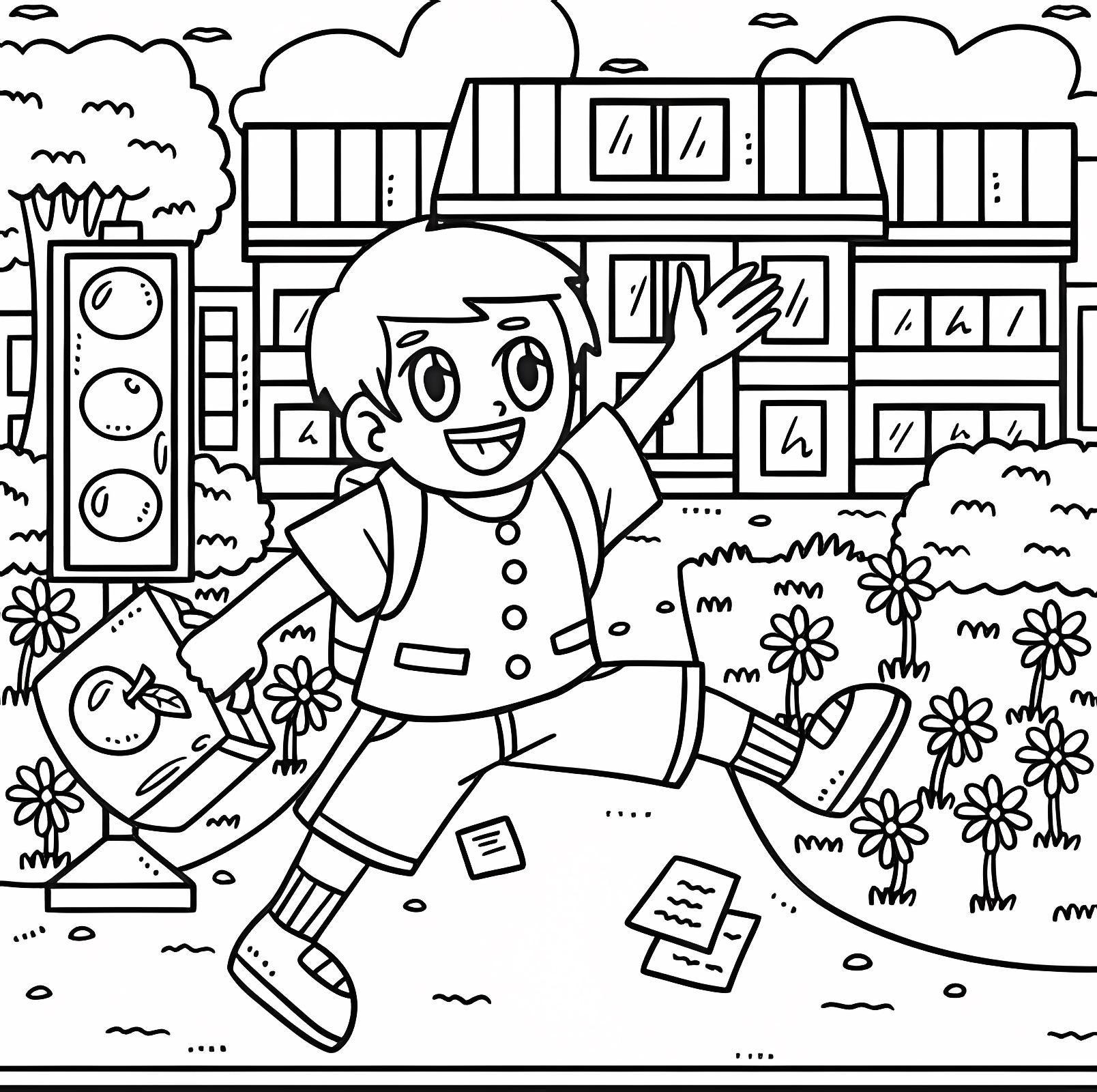 Cartable de rentrée — Coloriage à imprimer gratuit