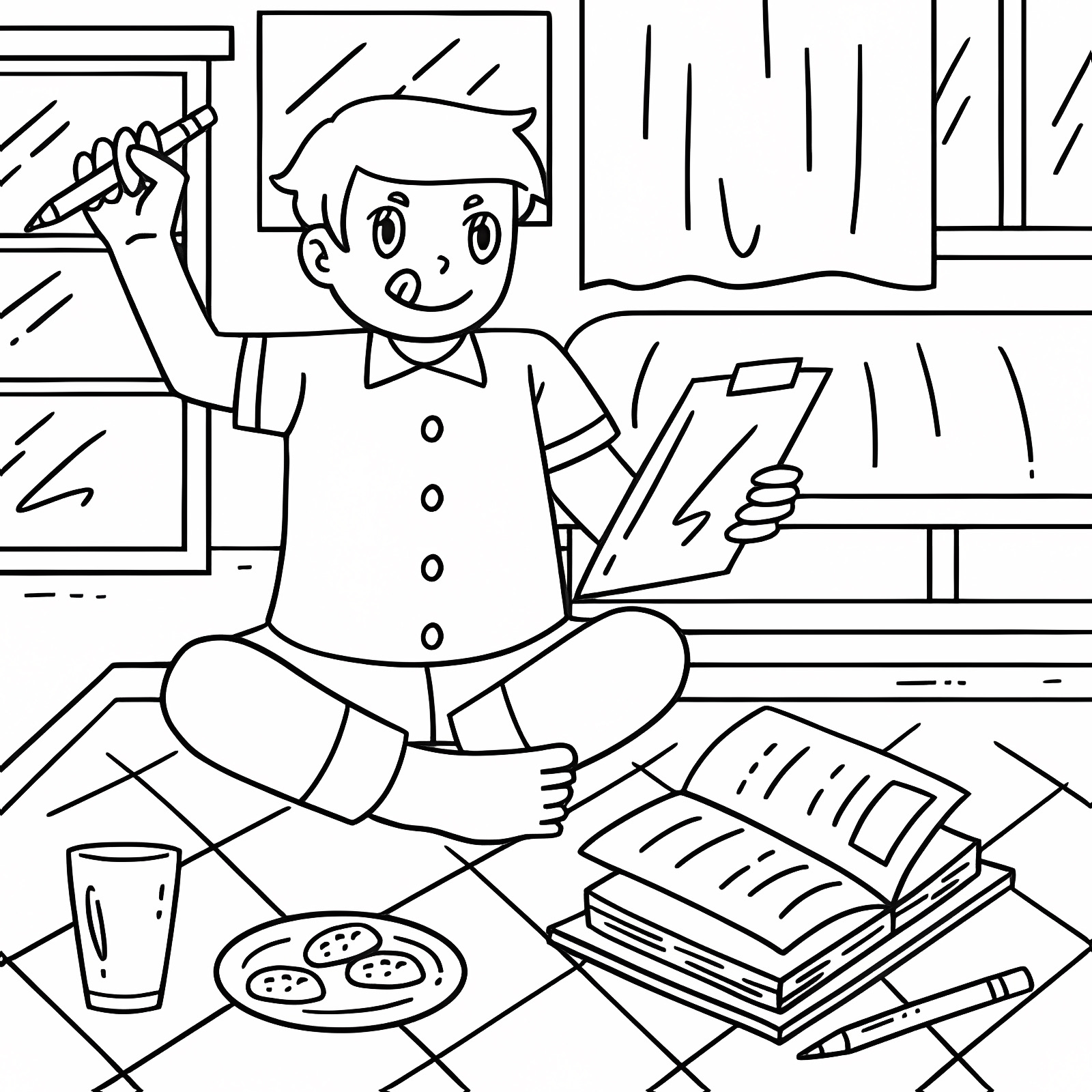 Fournitures scolaires — Coloriage à imprimer gratuit