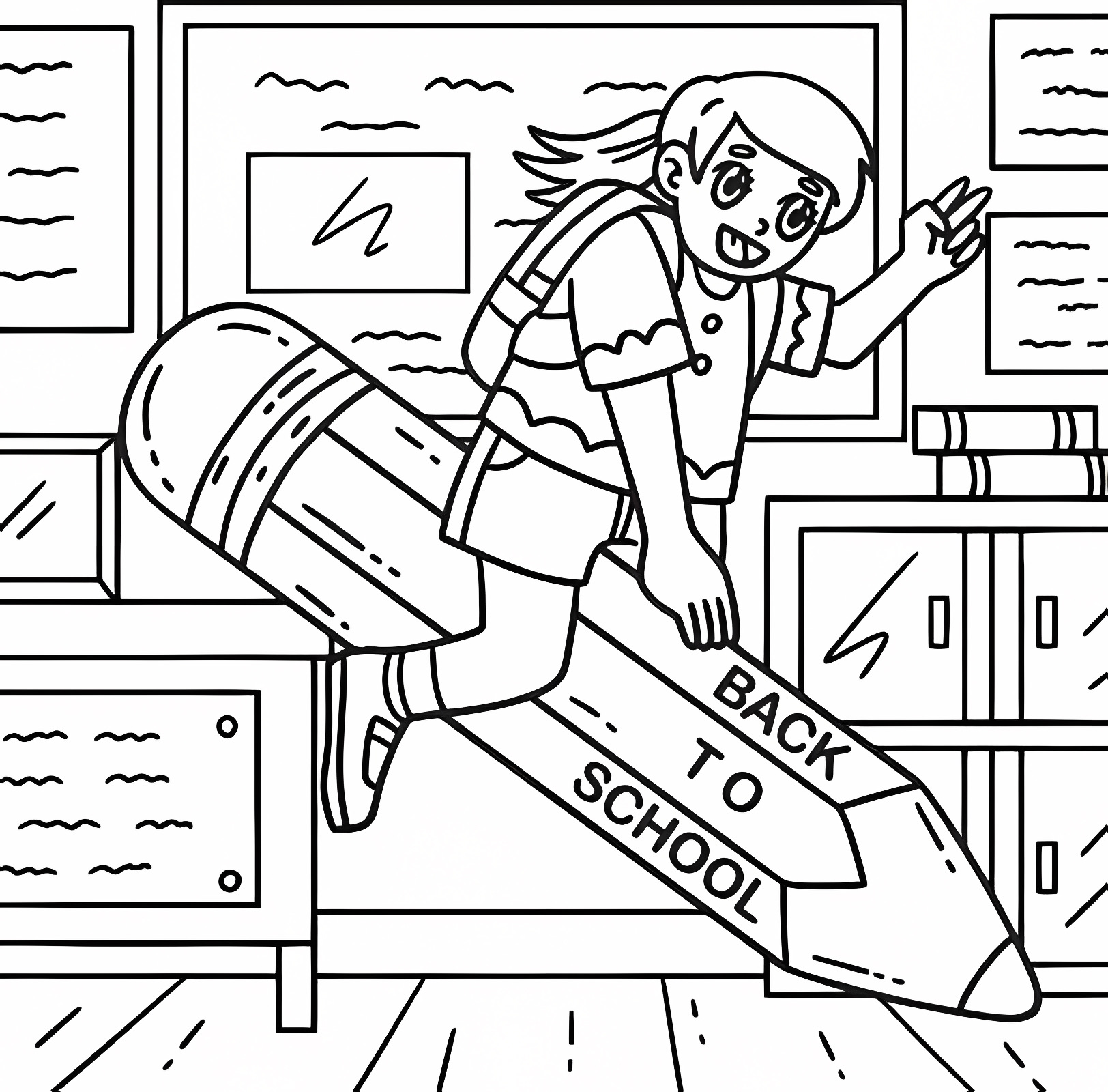 Salle de classe — Coloriage à imprimer gratuit