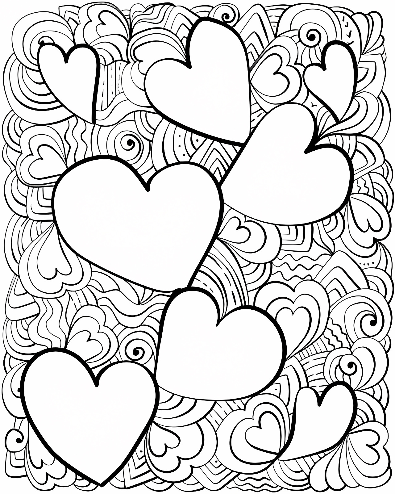 Chocolats d'amour — Coloriage à imprimer gratuit