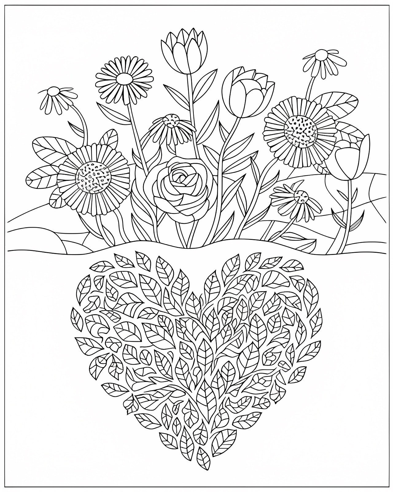 Cœur d'amour — Coloriage à imprimer gratuit