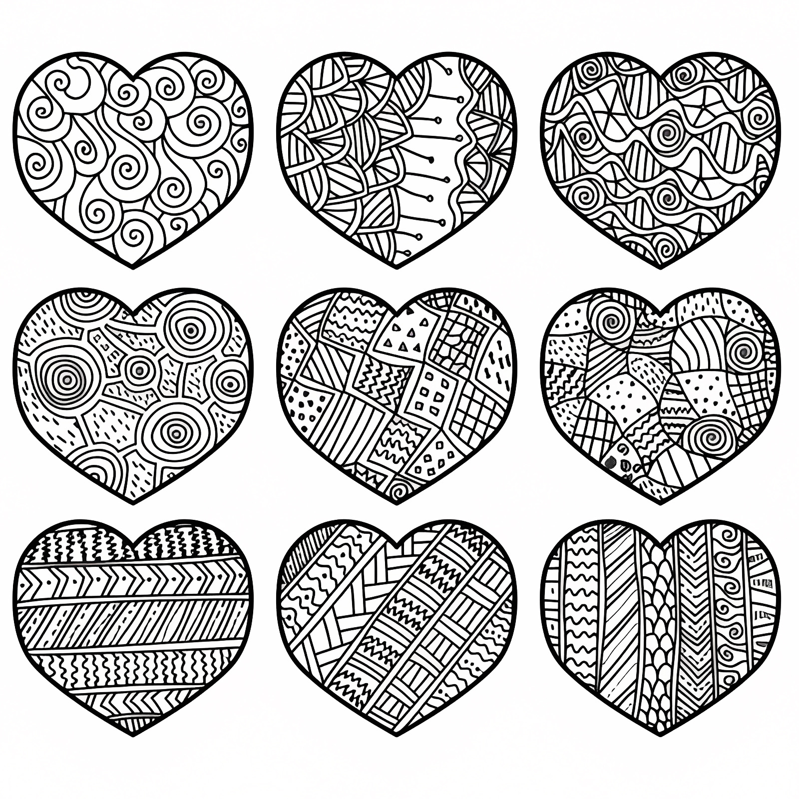 Cœurs entrelacés — Coloriage à imprimer gratuit