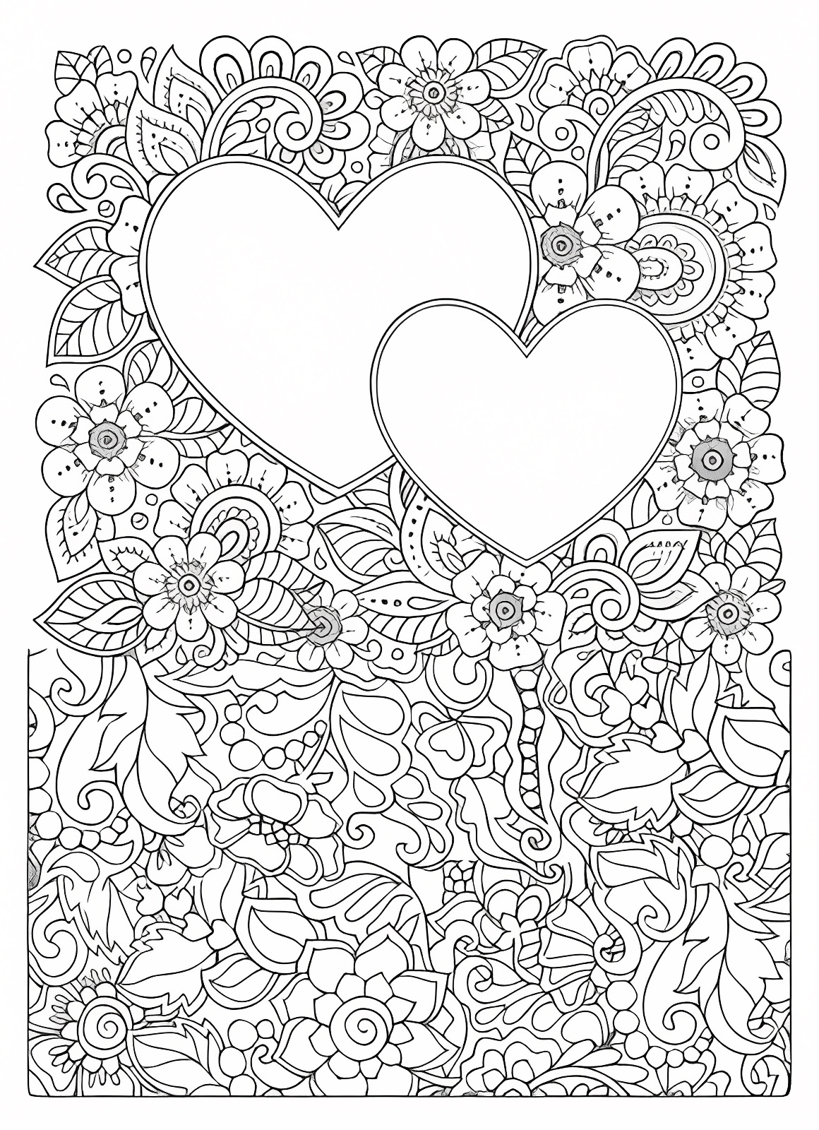 Cœurs entrelacés — Coloriage à imprimer gratuit