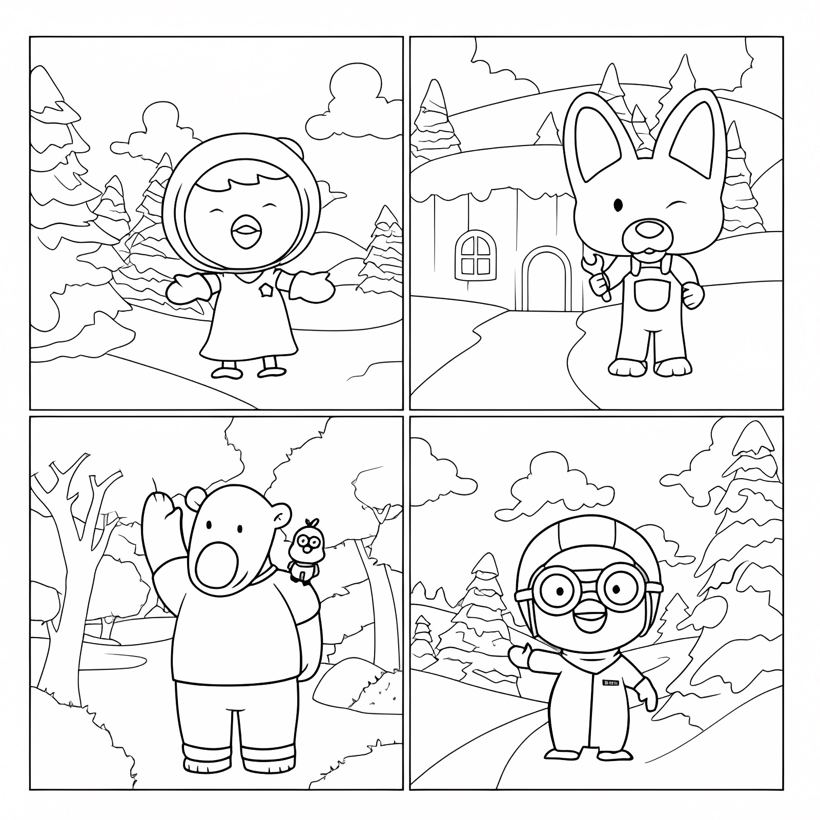 Animaux polaires kawaii — Coloriage à imprimer gratuit