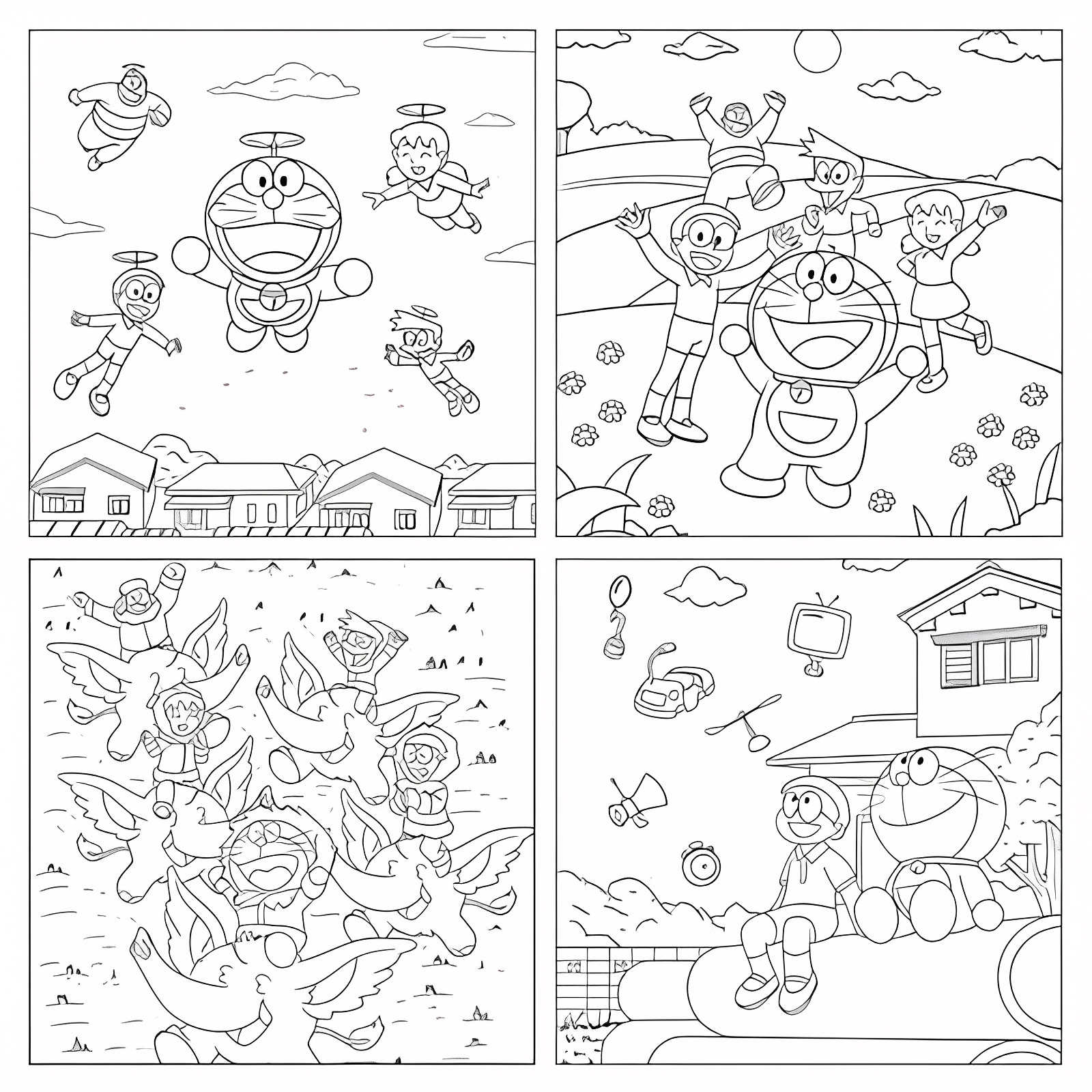 Petit garçon et ses copains — Coloriage à imprimer gratuit