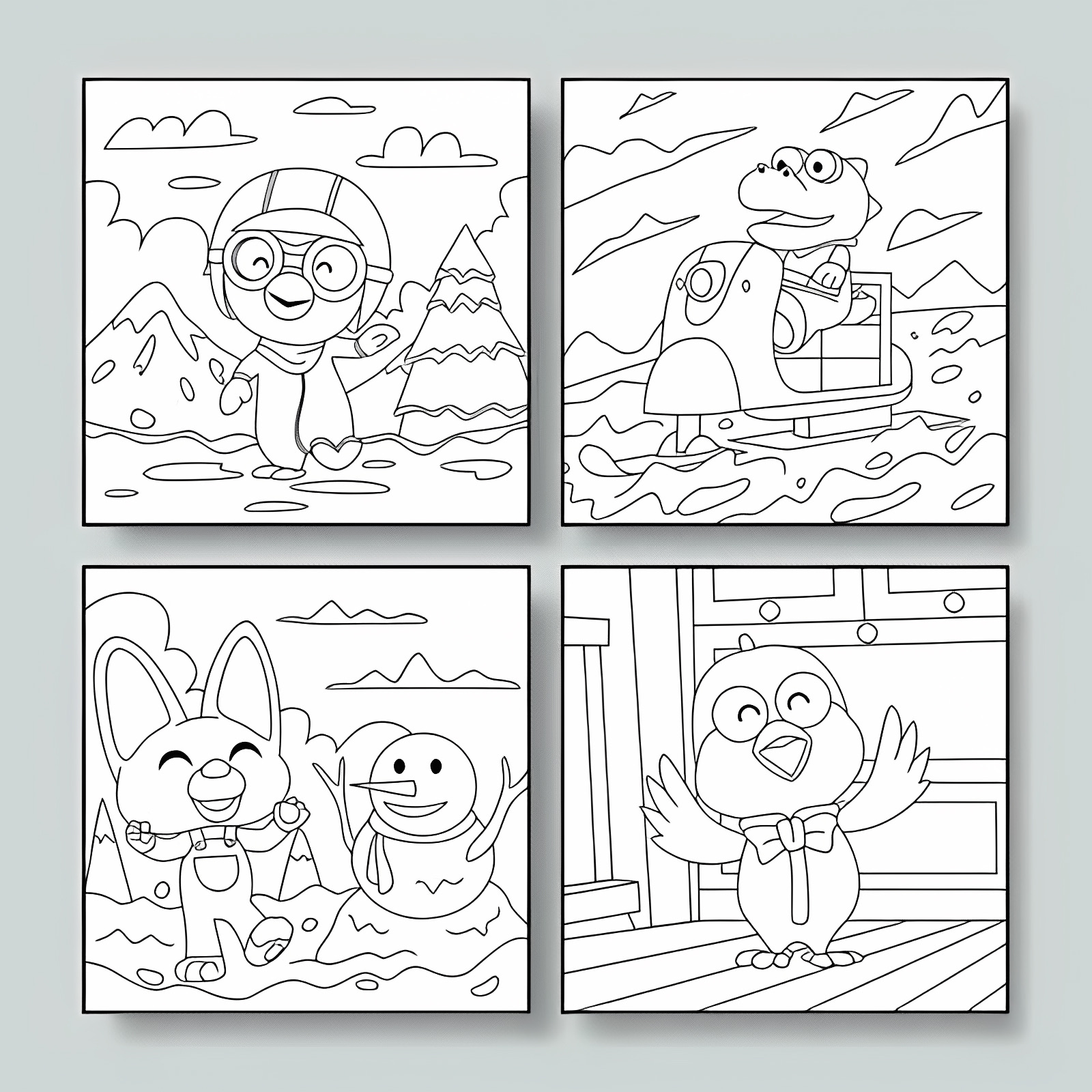 Famille d'animaux polaires — Coloriage à imprimer gratuit