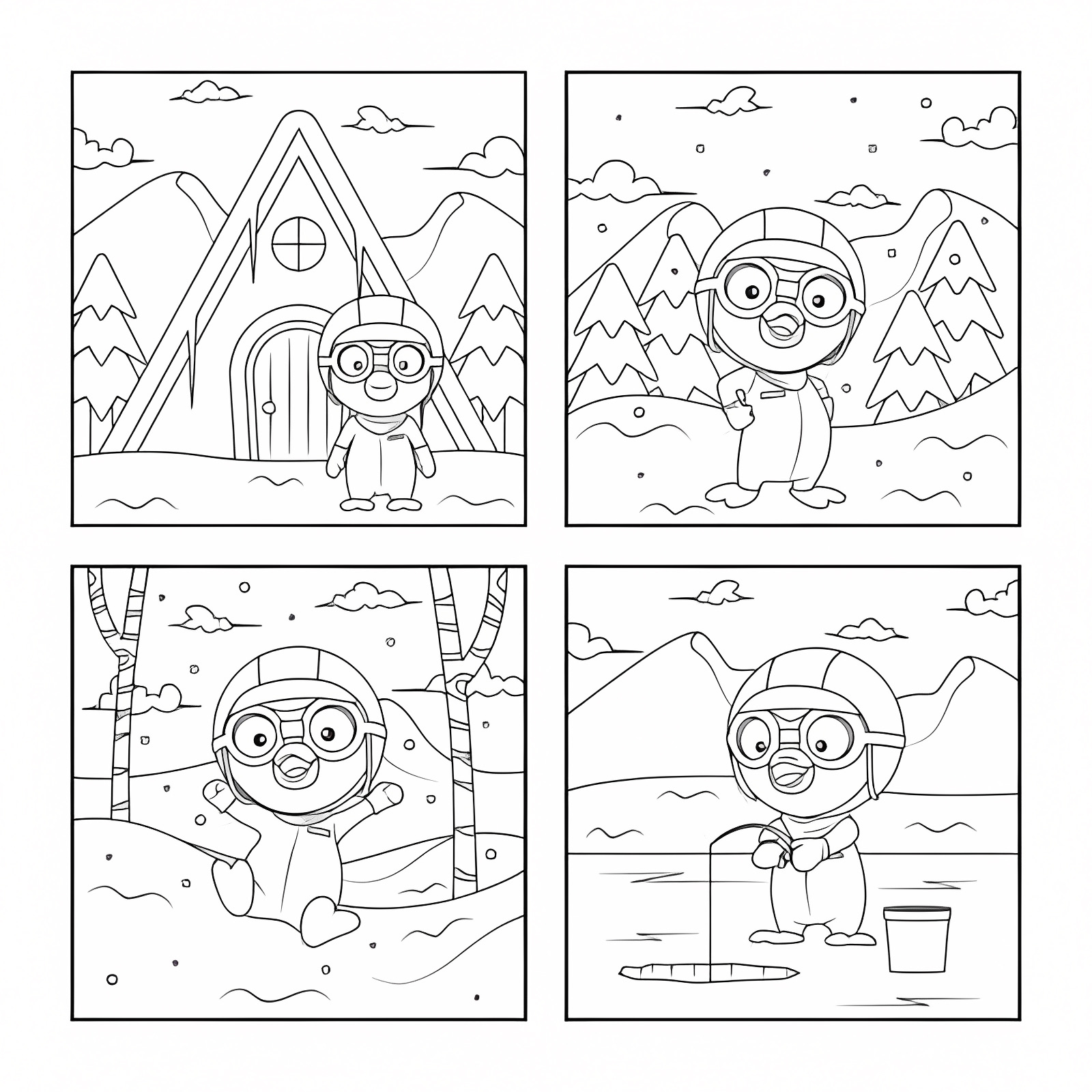 Animaux polaires kawaii — Coloriage à imprimer gratuit