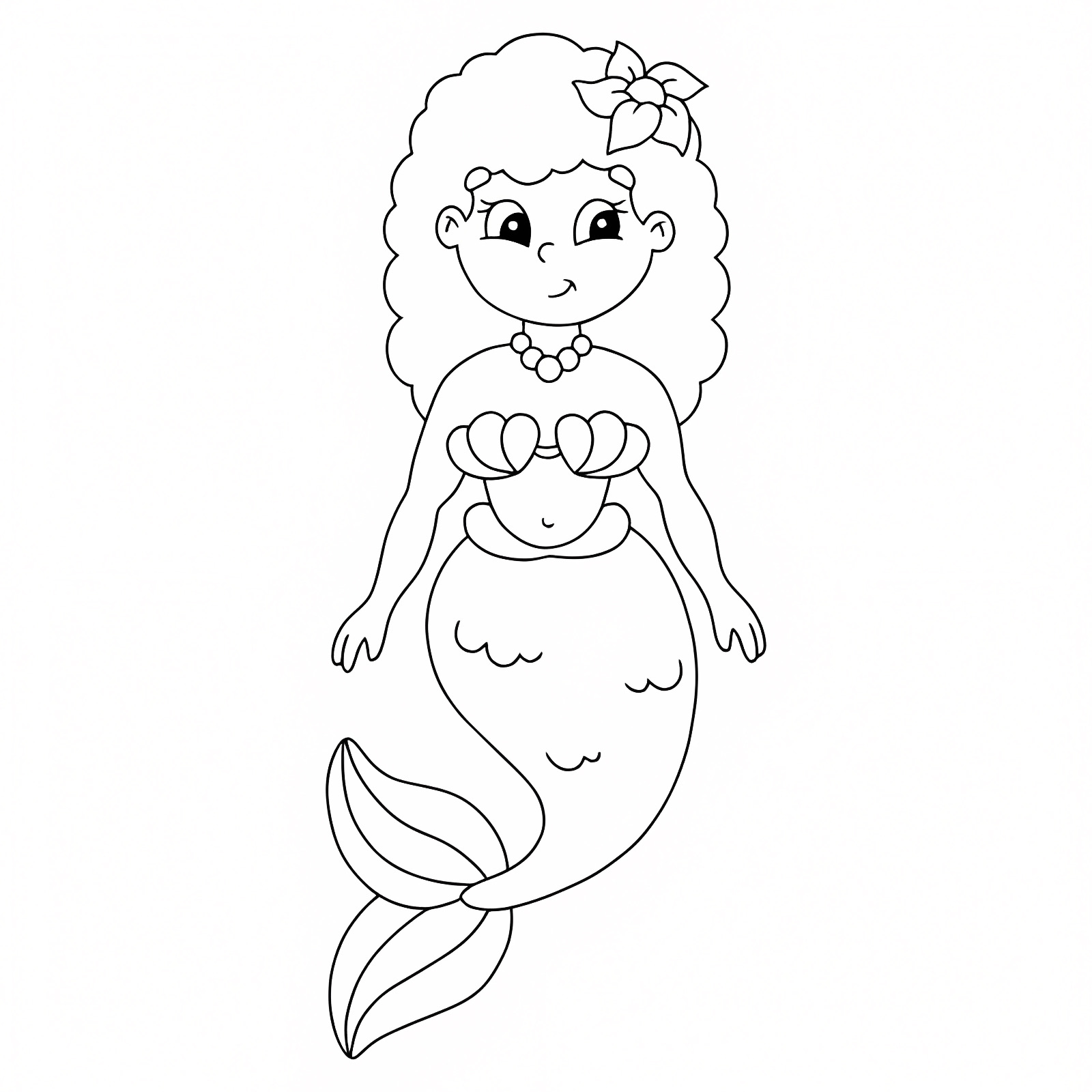 Sirène sur un rocher — Coloriage à imprimer gratuit