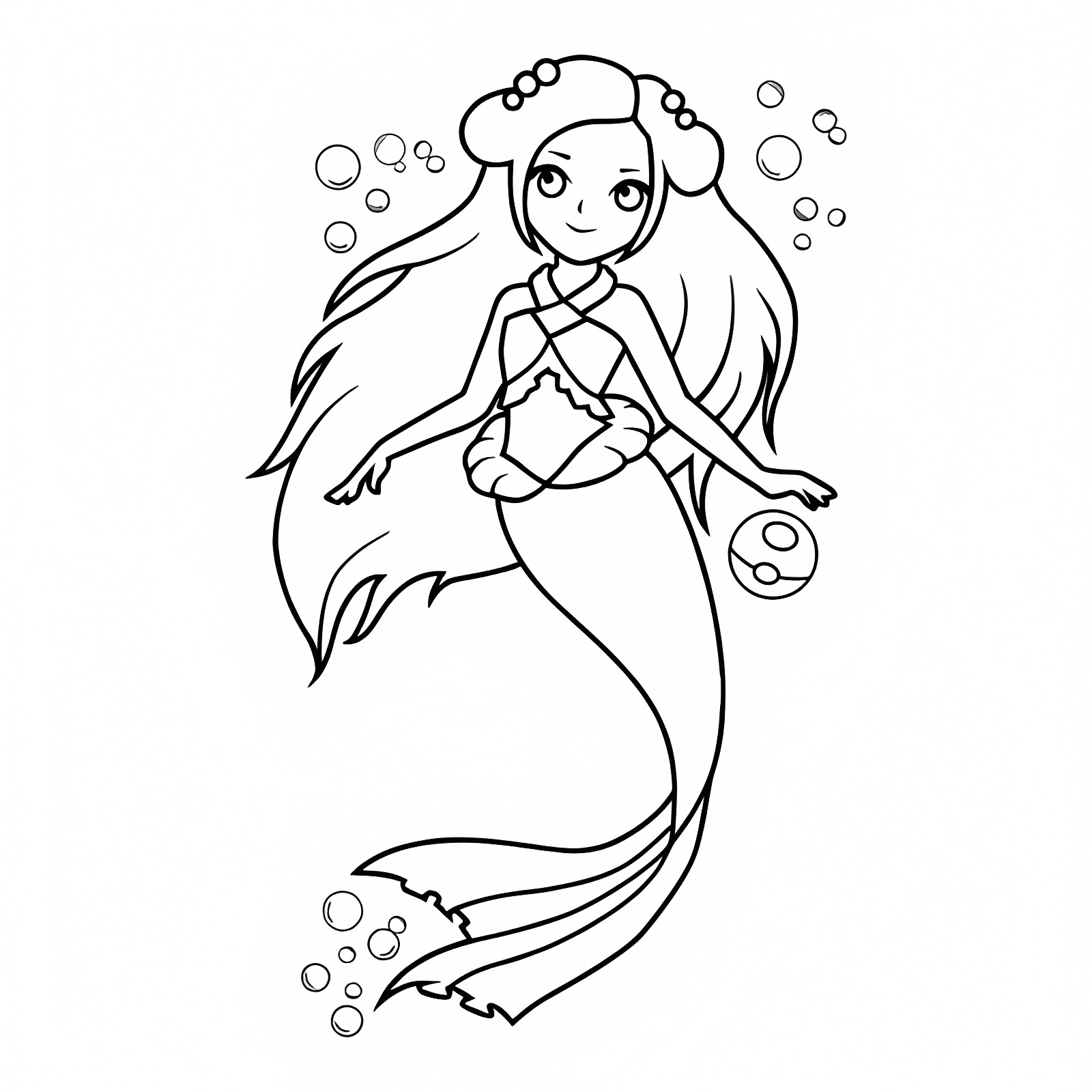 Sirène magique — Coloriage à imprimer gratuit