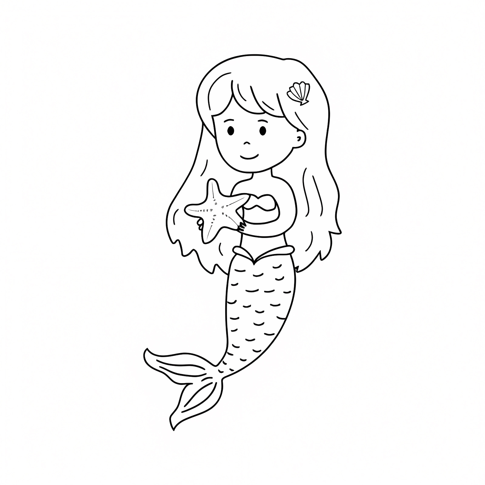 Sirène sur un rocher — Coloriage à imprimer gratuit