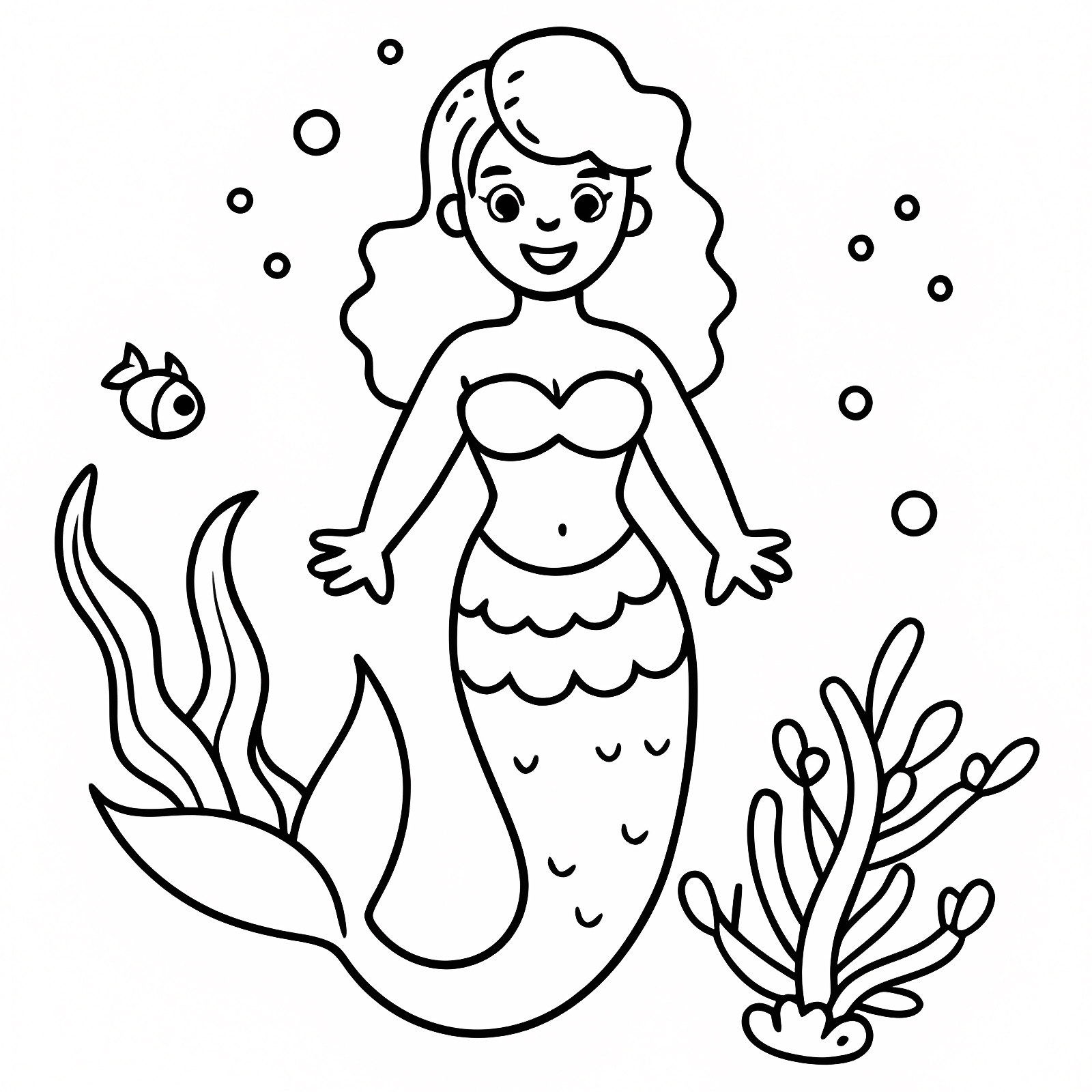 Belle sirène — Coloriage à imprimer gratuit