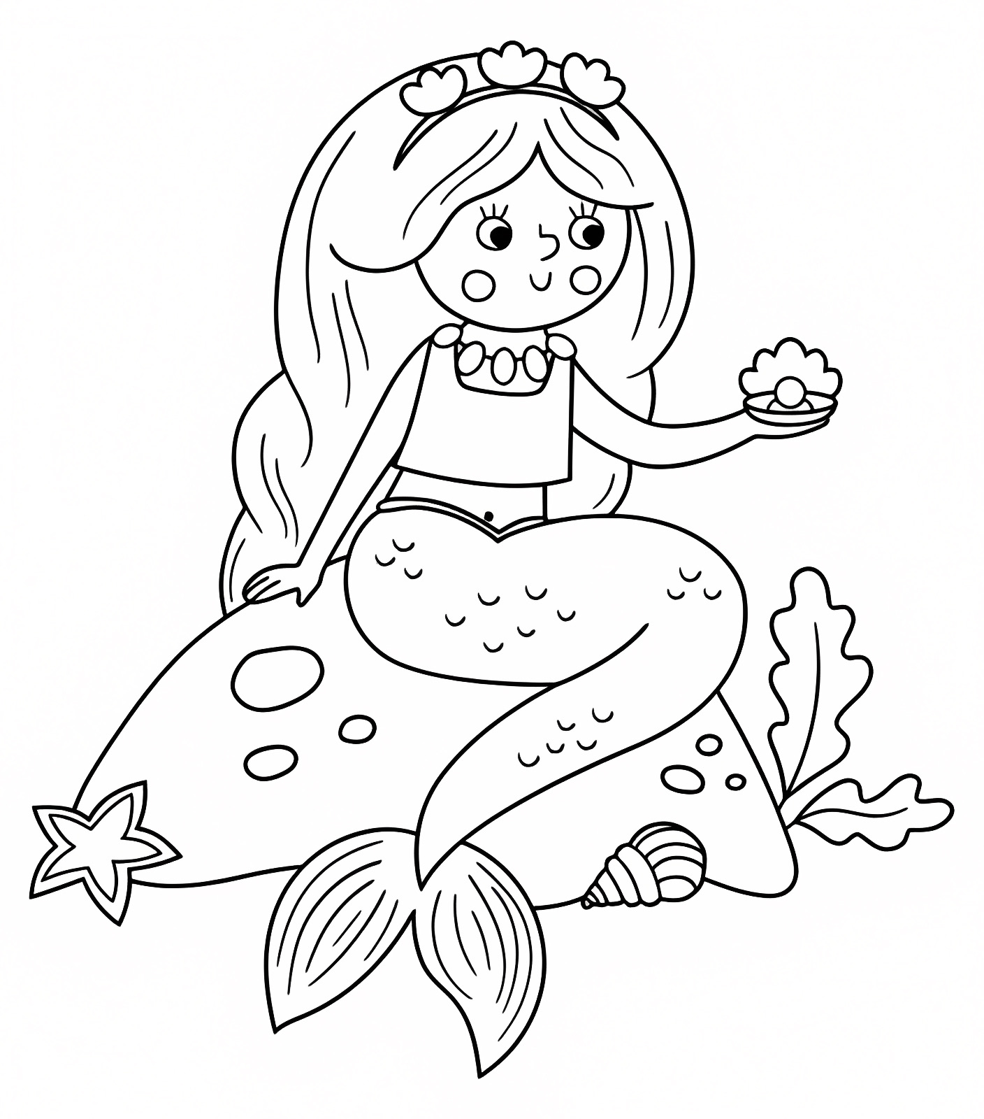 Petite sirène — Coloriage à imprimer gratuit