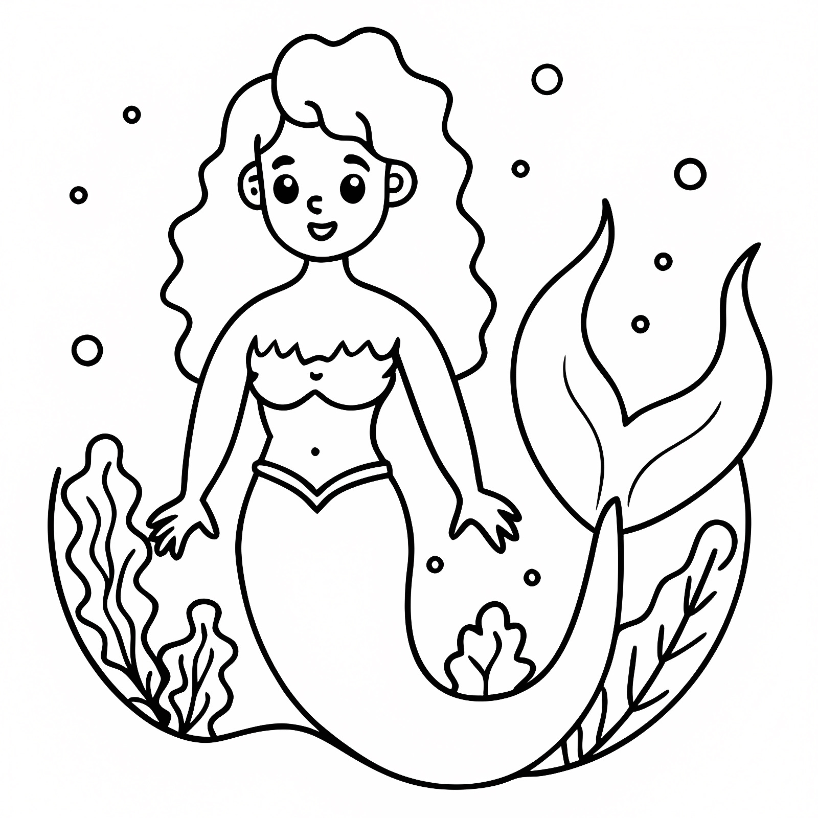 Sirène sur un rocher — Coloriage à imprimer gratuit