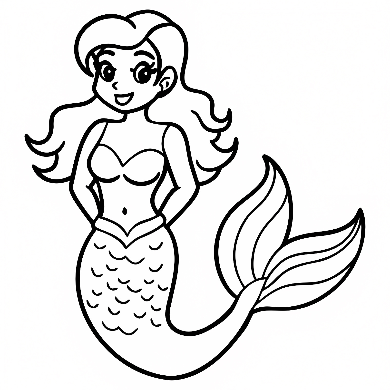 Sirène sous la mer — Coloriage à imprimer gratuit