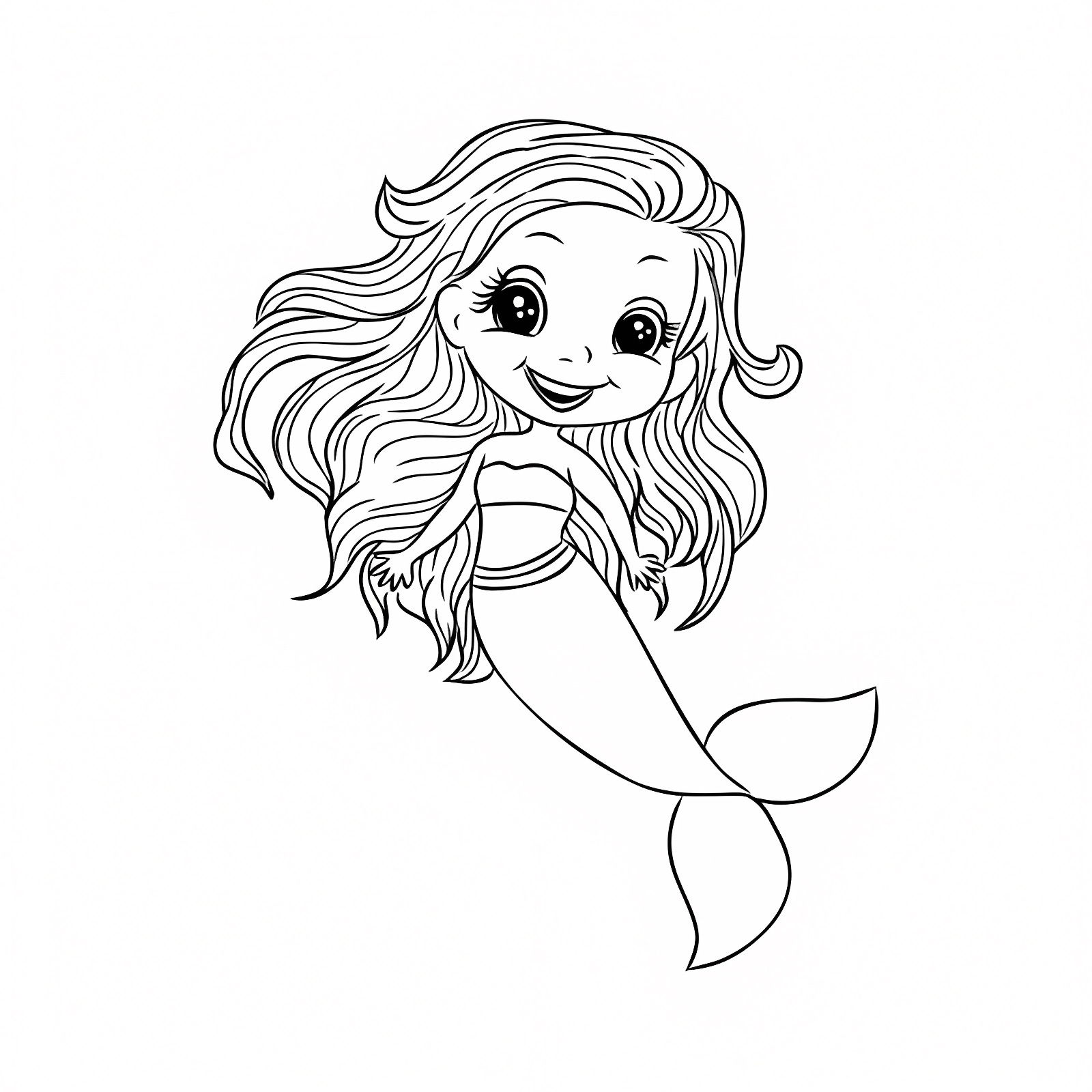 Sirène avec coquillage — Coloriage à imprimer gratuit