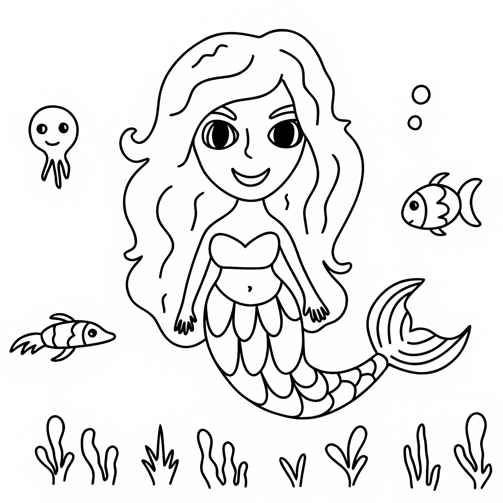 Sirène joyeuse — Coloriage à imprimer gratuit