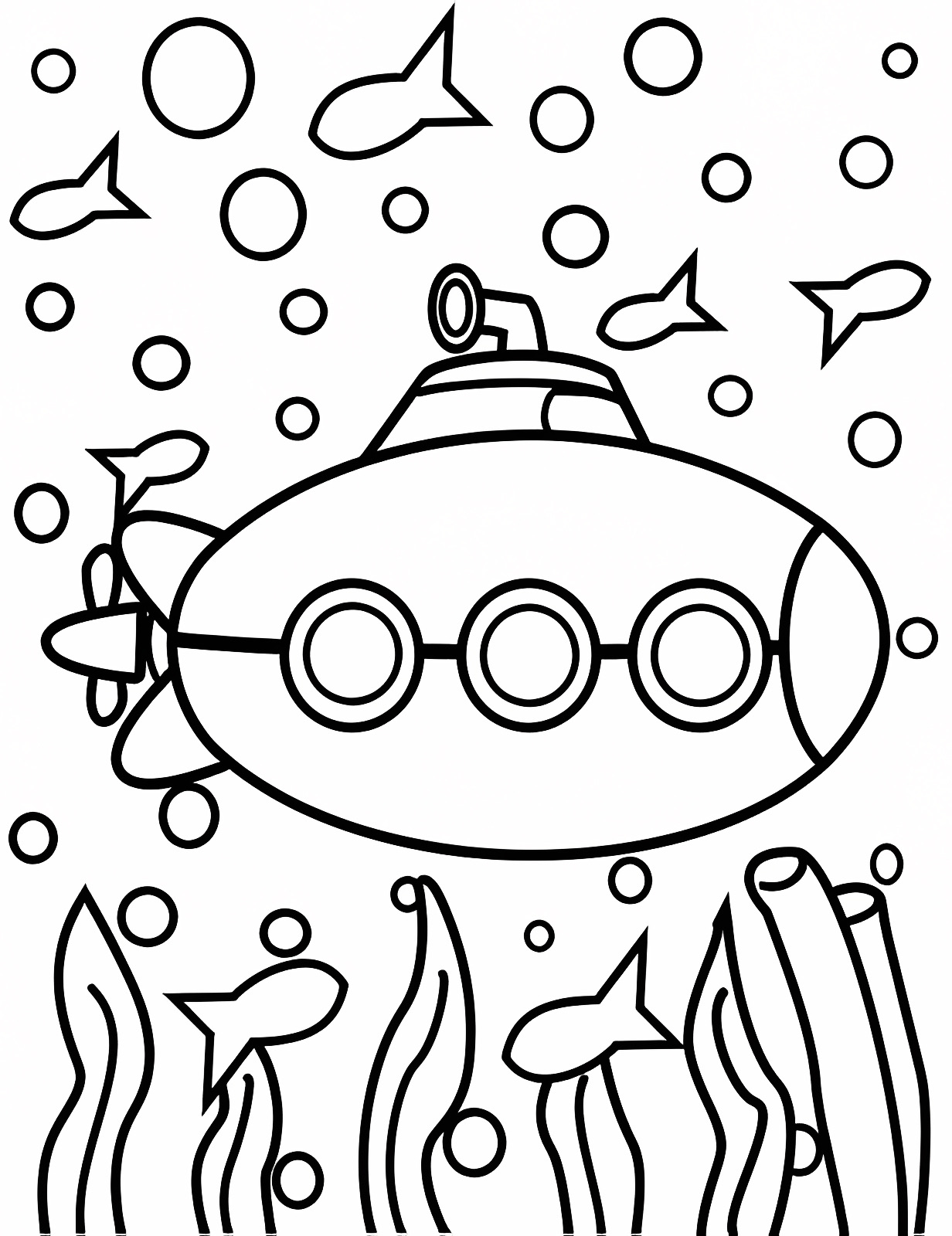 Sous-marin véhicule transport — Coloriage à imprimer gratuit