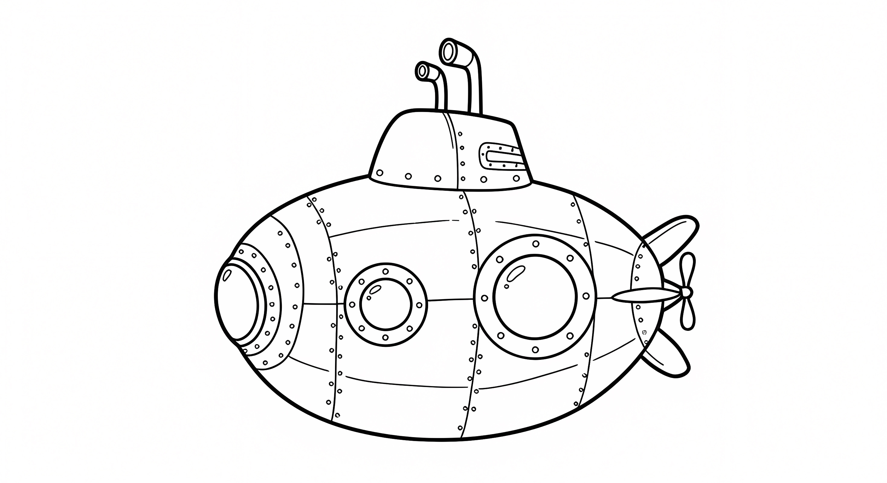 Sous-marin dessin animé — Coloriage à imprimer gratuit