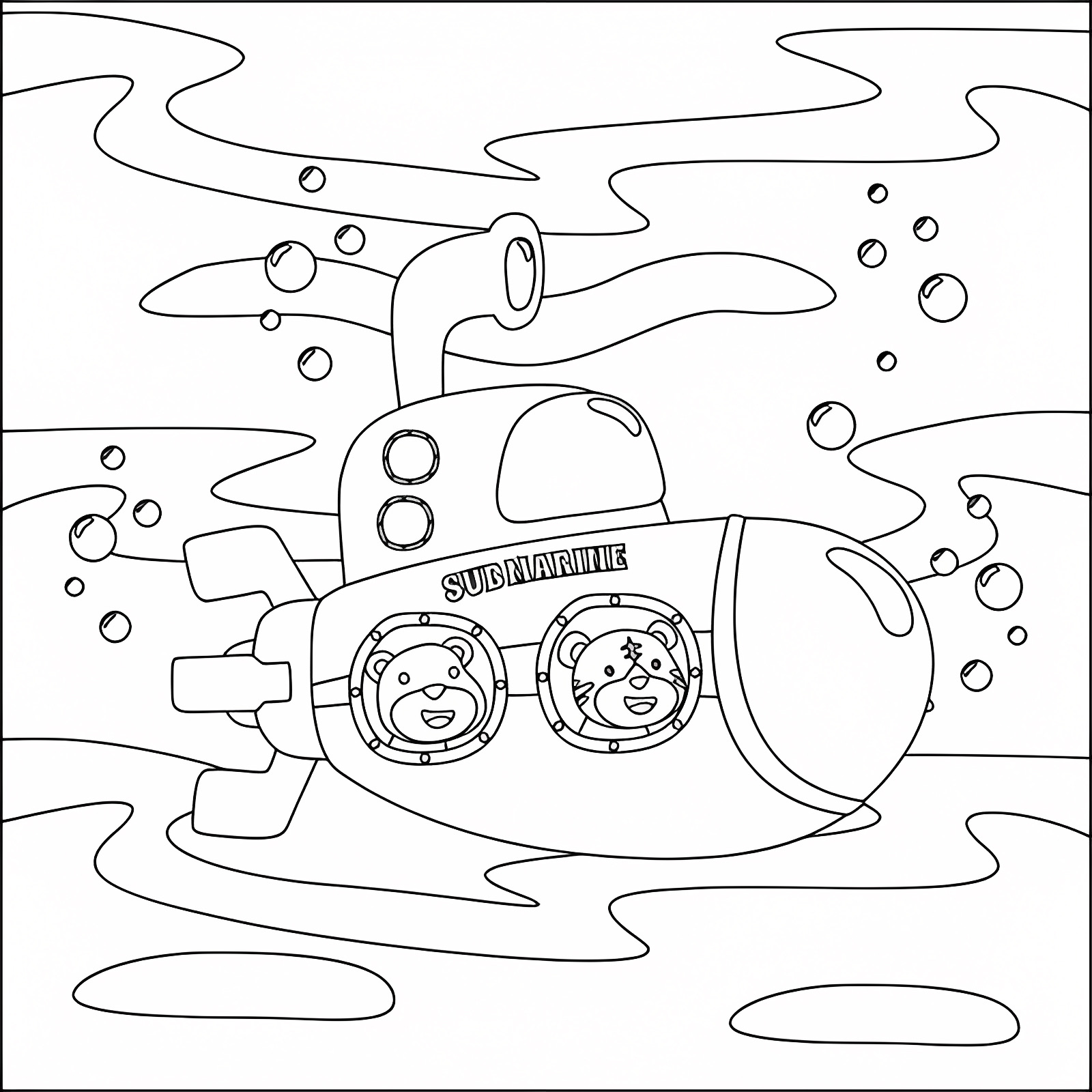 Cute sailor submarine — Free printable coloring page