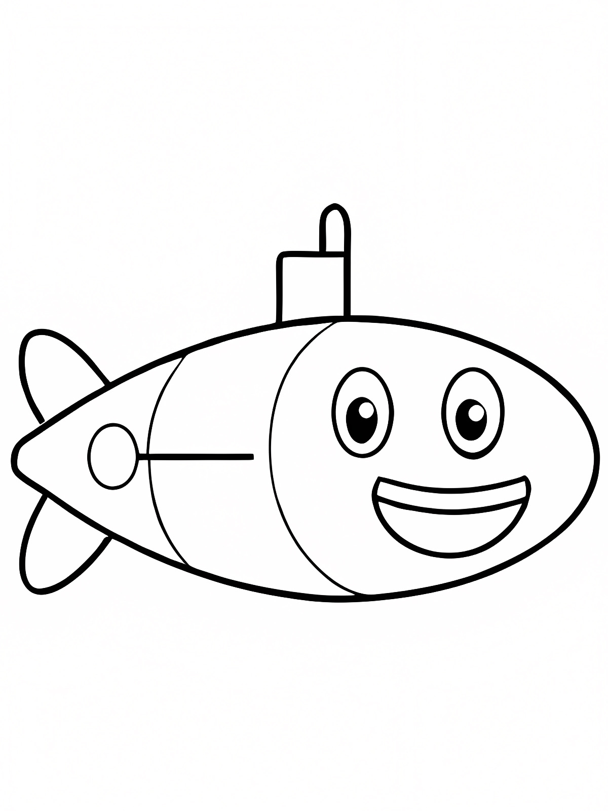 Smiling submarine — Free printable coloring page