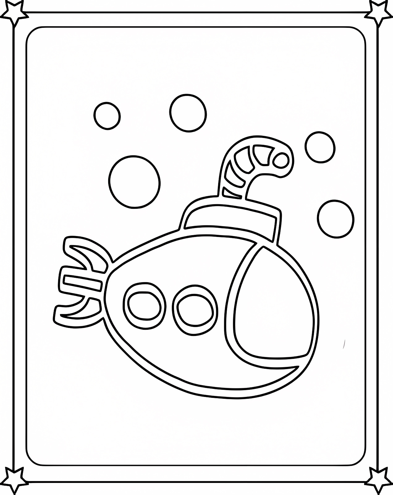 Submarine coloring image — Free printable coloring page