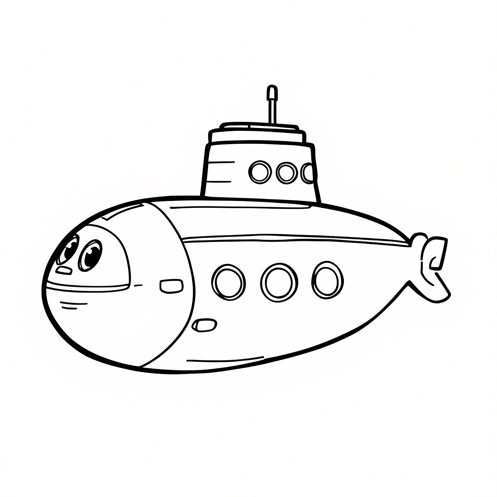 Whimsical submarine — Free printable coloring page