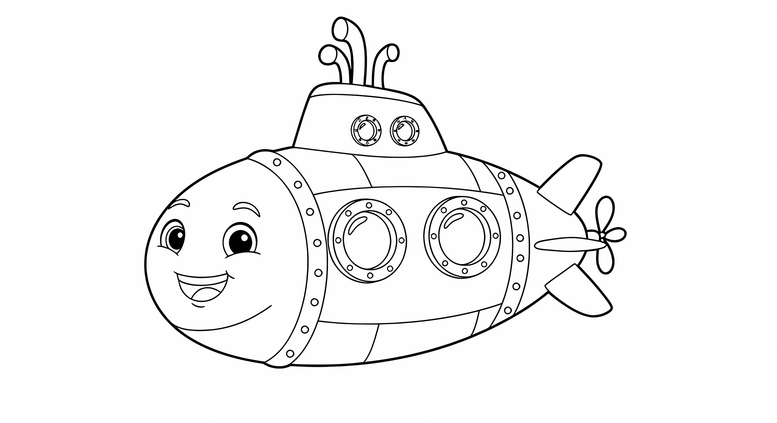 Sous-marin véhicule amusant — Coloriage à imprimer gratuit