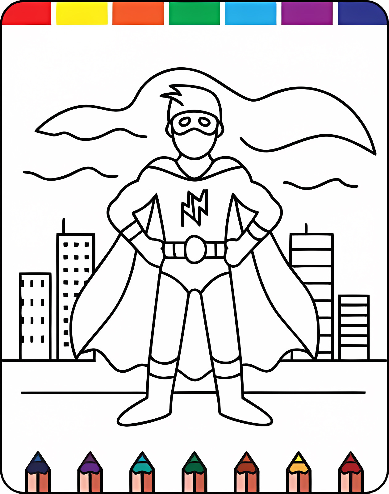 Super-héros souriant — Coloriage à imprimer gratuit