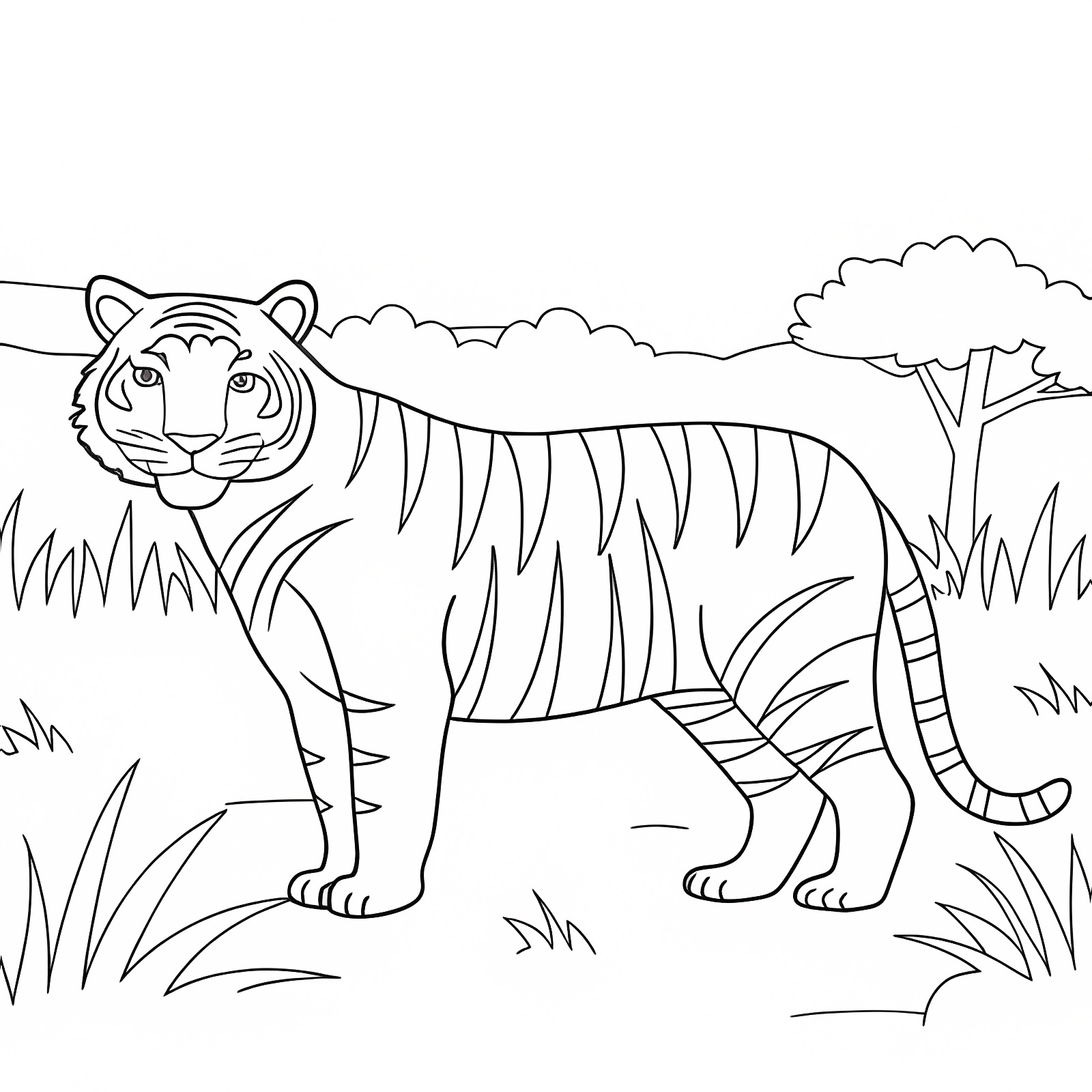 Tigre du Bengale — Coloriage à imprimer gratuit