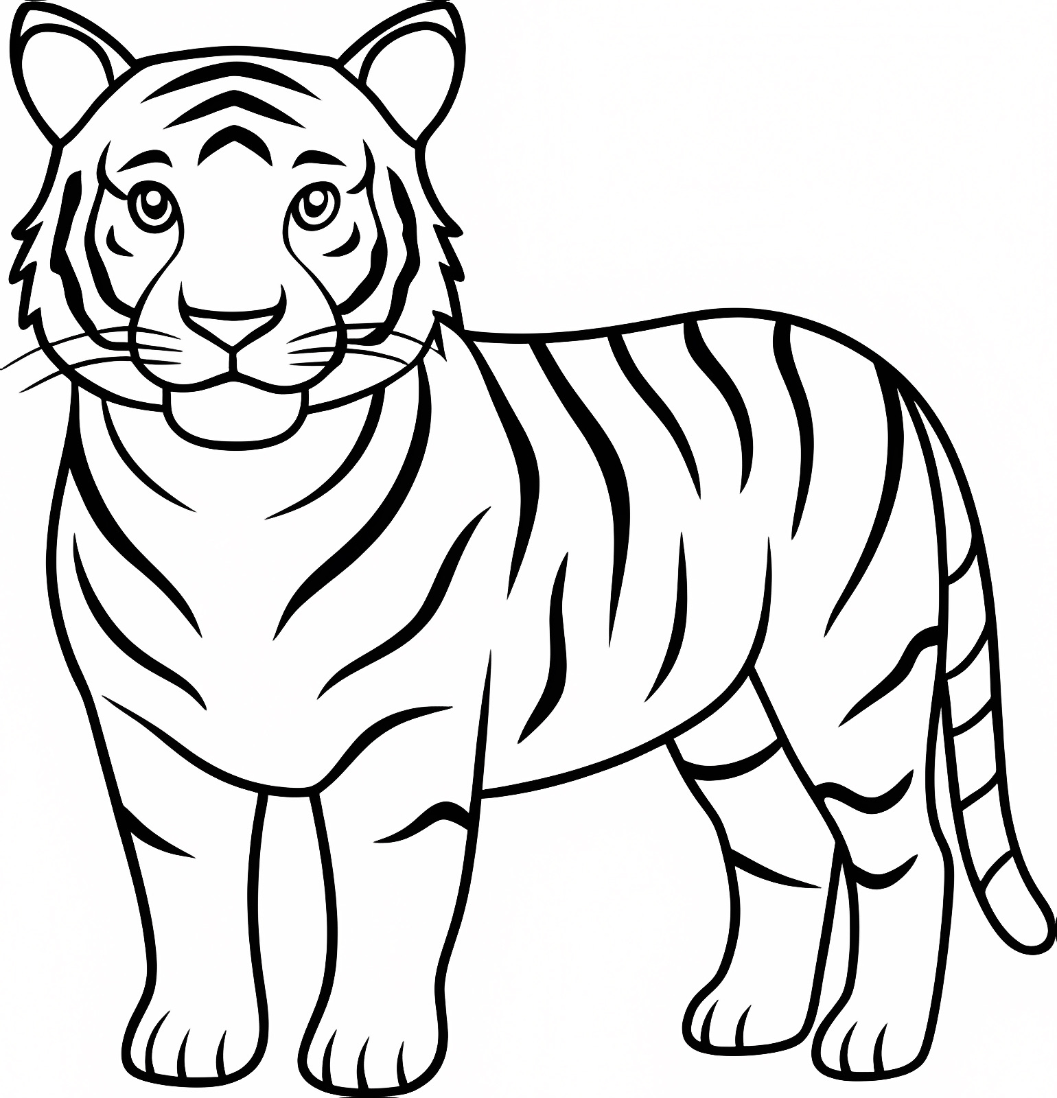 Tigre dans la jungle — Coloriage à imprimer gratuit