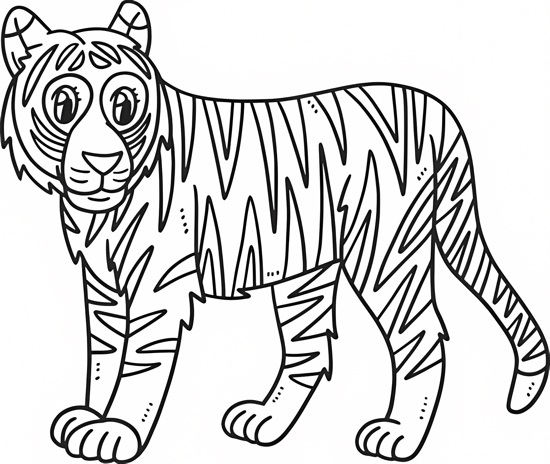 Tigre mignon — Coloriage à imprimer gratuit