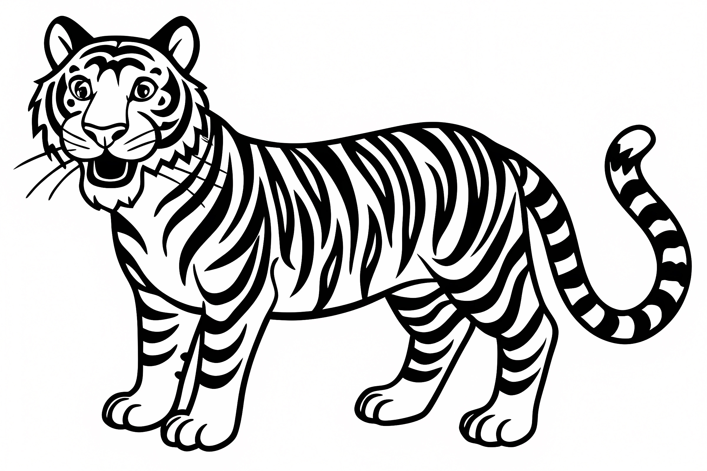 Tigre aux rayures — Coloriage à imprimer gratuit