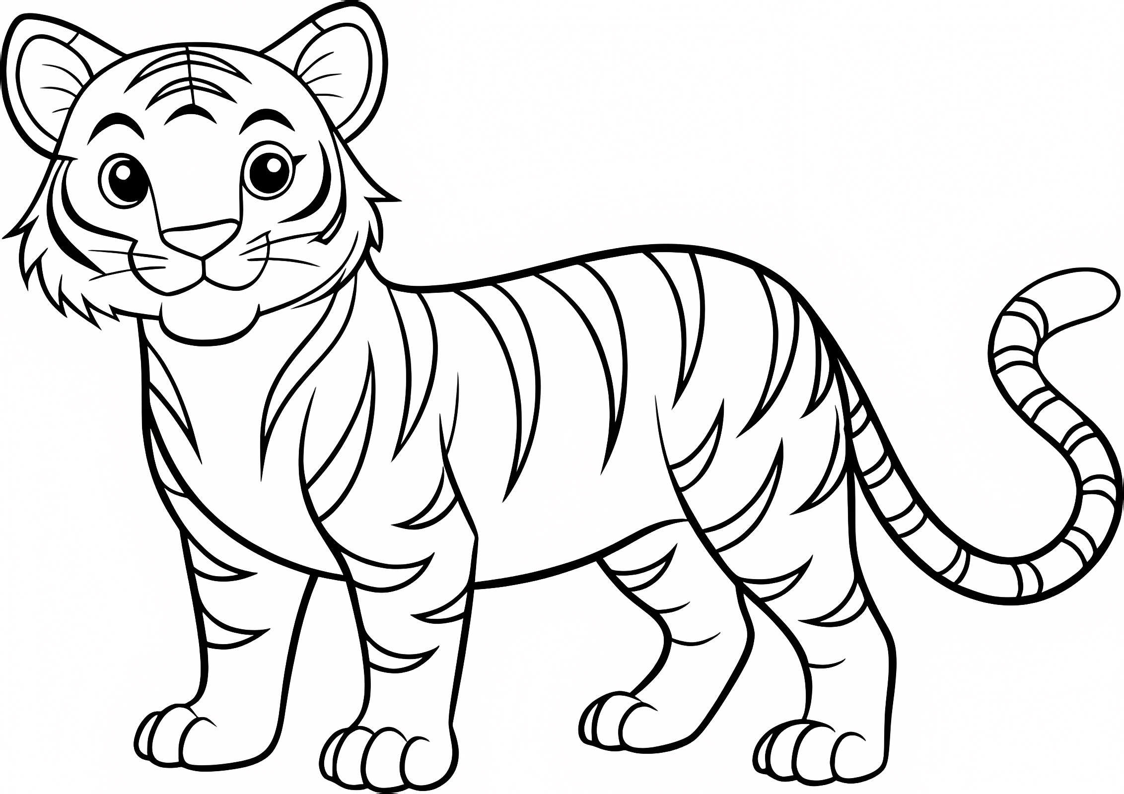 Tigre mignon — Coloriage à imprimer gratuit
