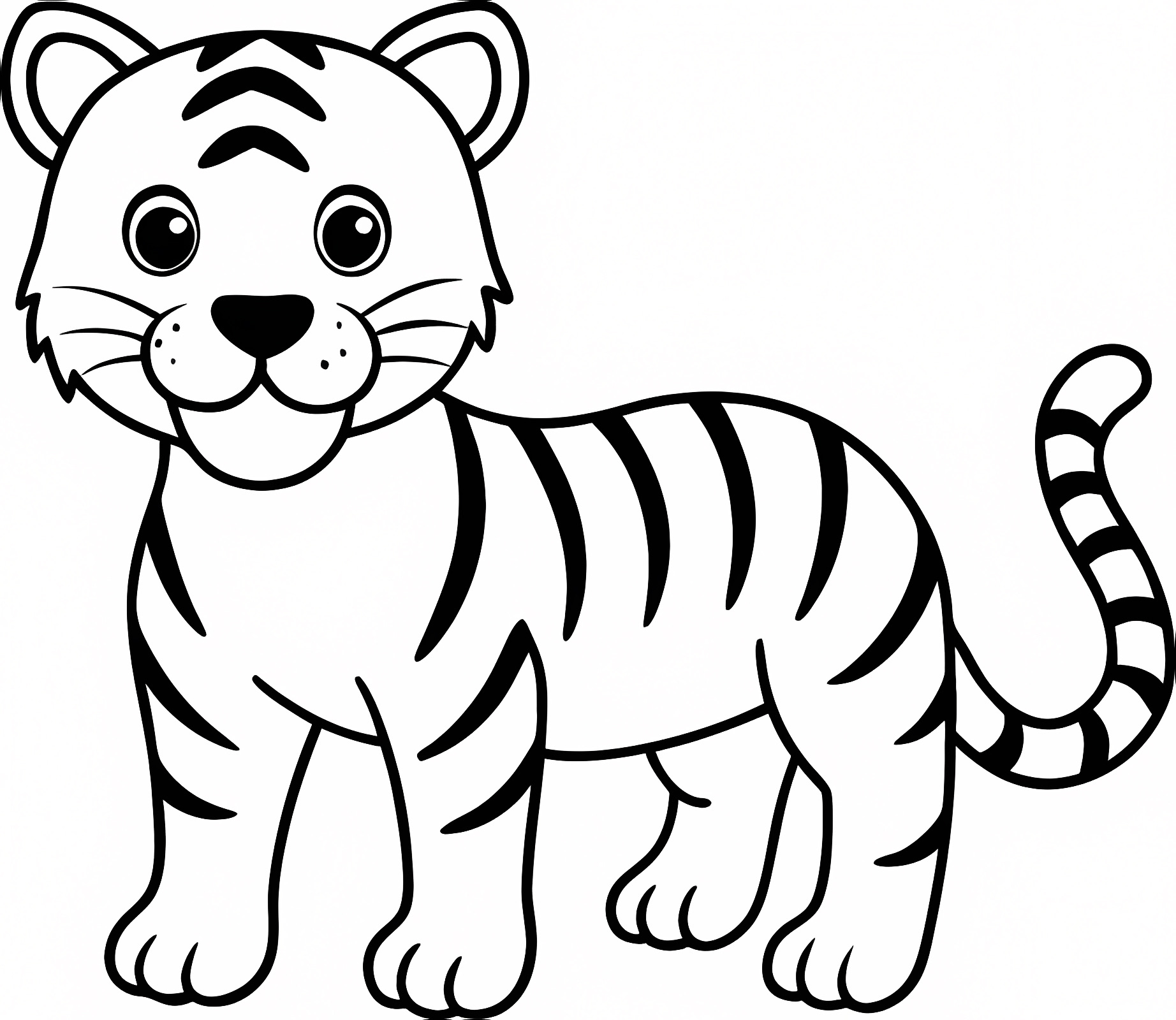 Tigre qui marche — Coloriage à imprimer gratuit
